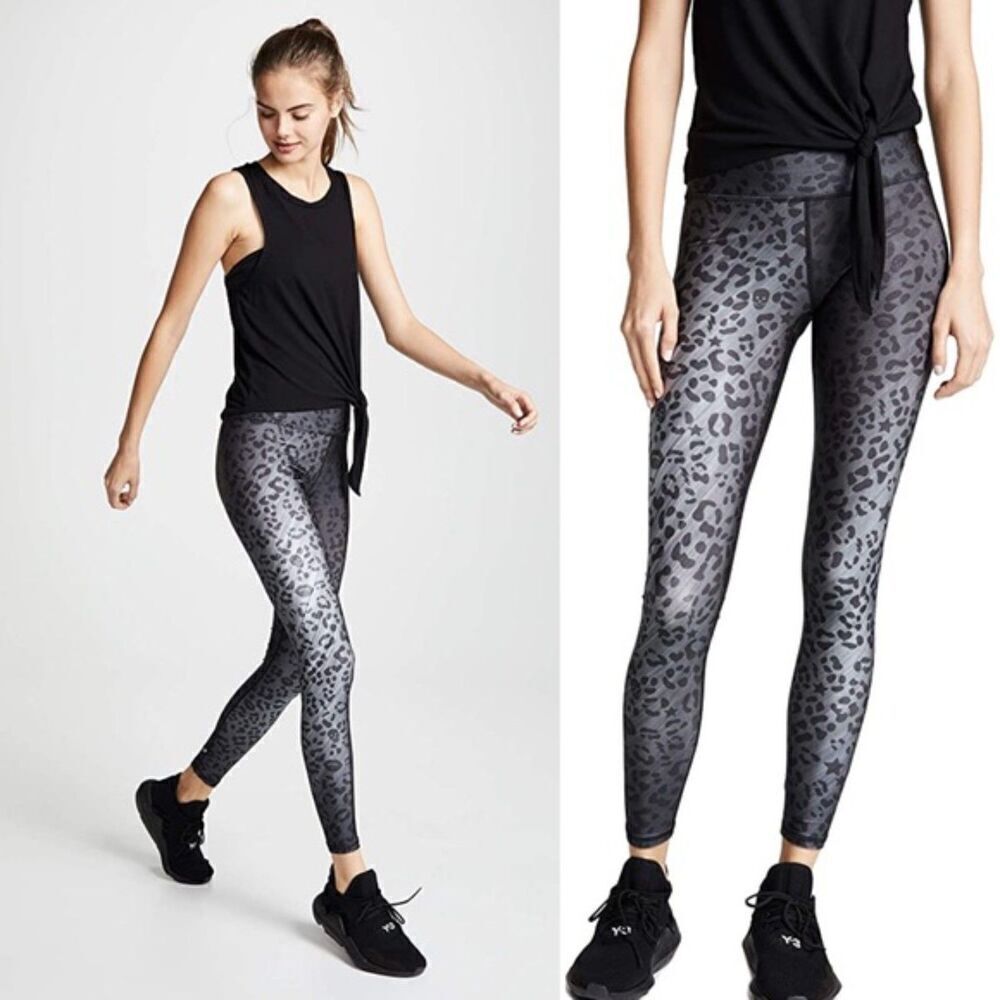 Terez Tall Band Gray Cheetah/Skull Print Leggings Women's 7/8 Length Size M
